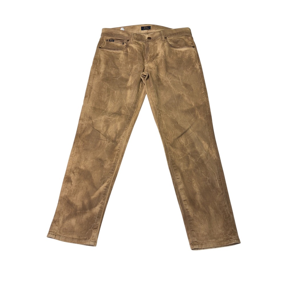 Polo Ralph Lauren Tompkins Skinny Crop Brown‎ Waxed Wash Pants 29X26